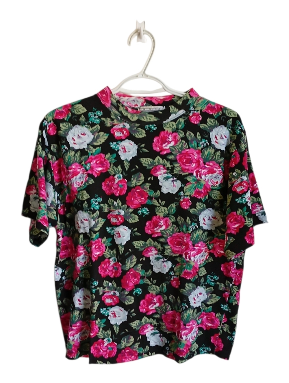 Vintage 80s AOP Floral Short Sleeve Tee  Medium Cottagecore Grandmacore